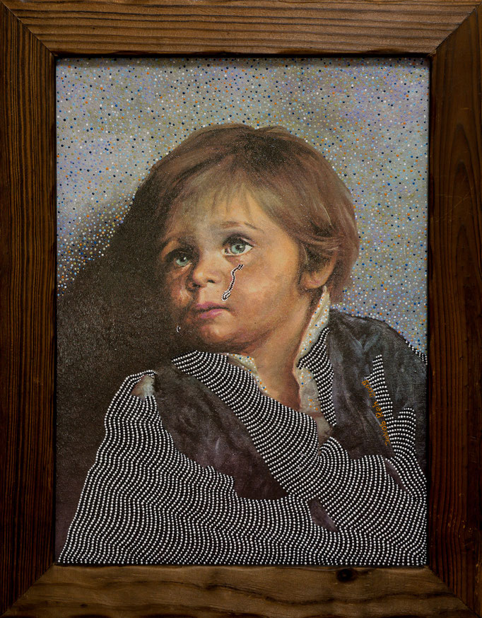 Crying Boy (2019) - 47 x 36,5 cm - Acryl auf Kunstdruck 