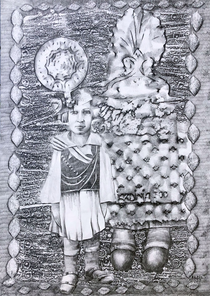 GIARDINIA LAMBROS Graphit auf Papier -  70 x 50 cm