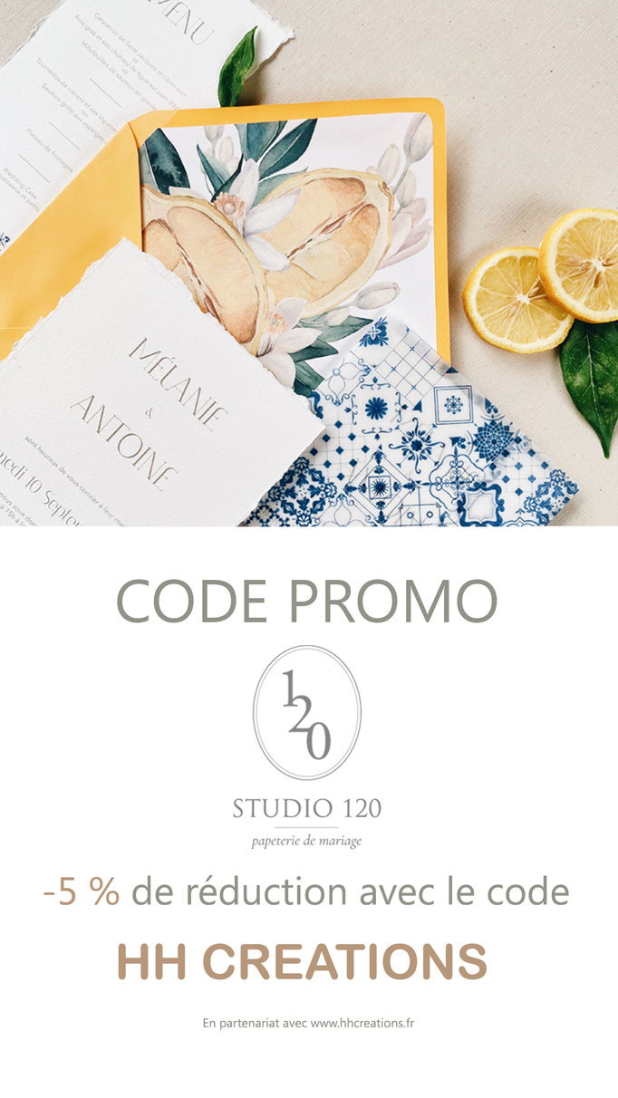 Code Promo Faire-part et Papeterie de Mariage Studio 120