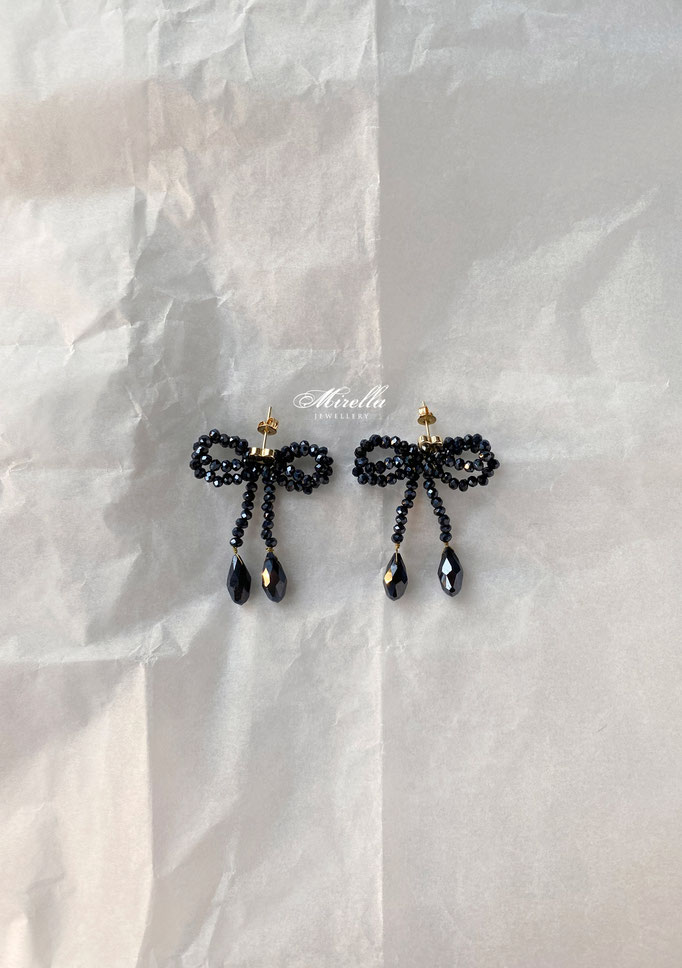 Dark Blue Bow Earrings