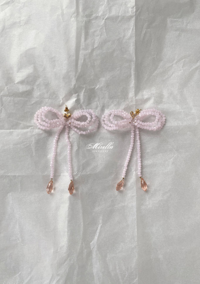 Delicate Pink Bow Earrings