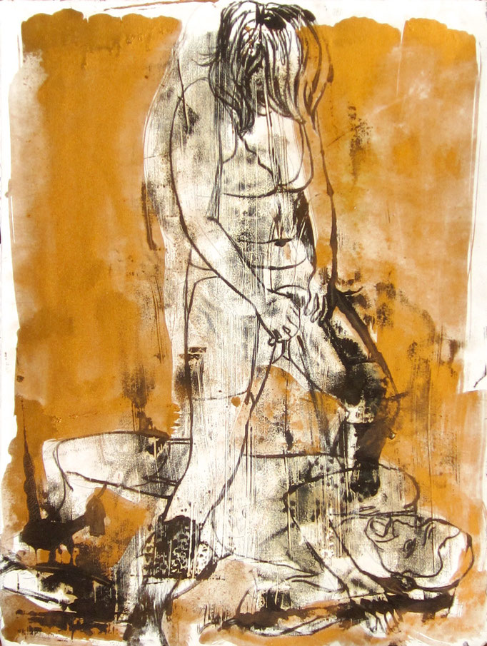 Revenge 4, 76x56 cm, Monotypie, oil on paper
