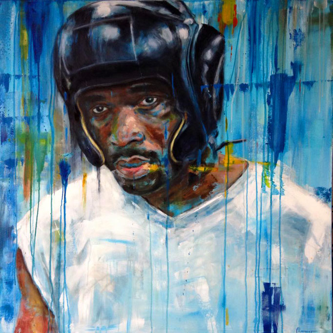 LE BOXEUR - HUILE - 100 X 100 CM