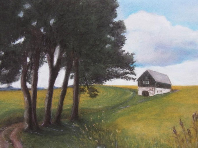 Letzte Brechstube im Sommer, 2008, Pastell, 30*40 cm