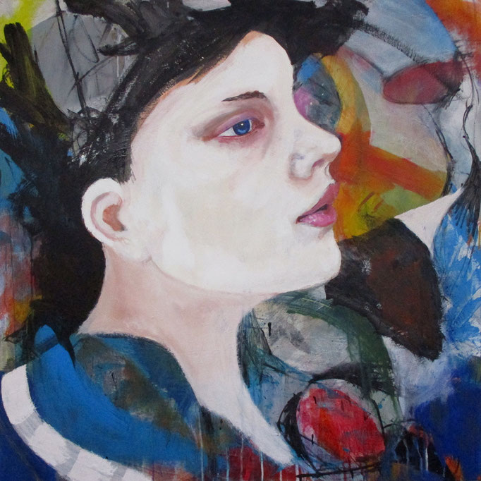Portrait study - The Painter - Acrylics on canvas 100 × 100 × 4 cm