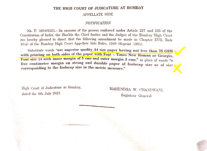 Court now requesting submission on A4 back to back