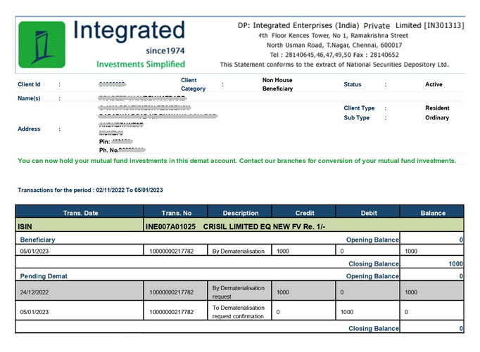 Deletion of name of deceased shareholder and dematerialisation of shares