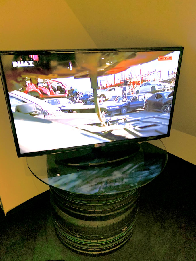 Renndeko Reifen Tisch Platte Glas