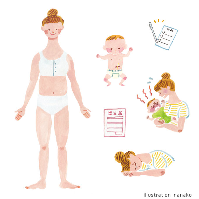 リクルート・産後0ヶ月をのり切るための「Babyプラス」お医者さんがつくった産後ママのための本・挿絵(2018)