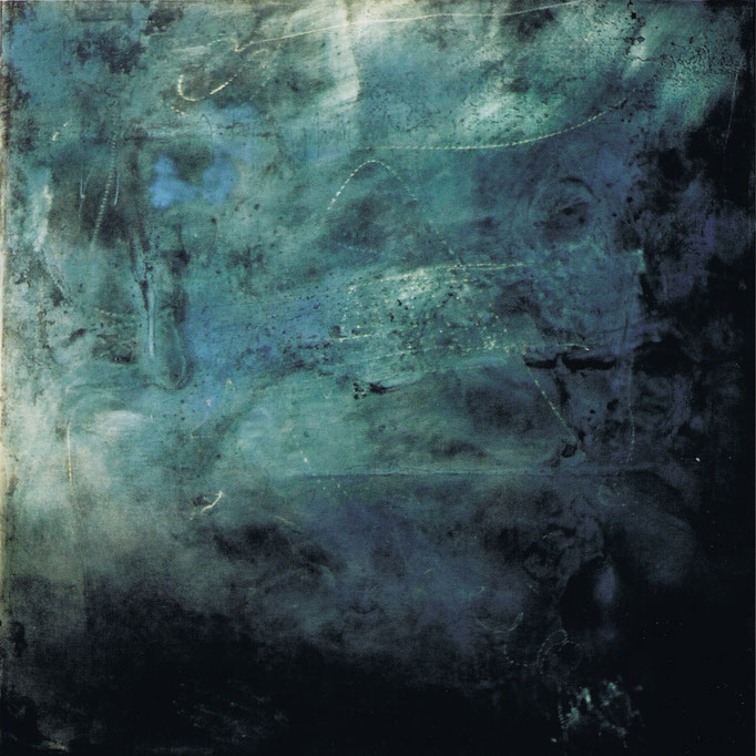 „o.T.“, 100x100cm, Transparentfarbe, Stahl geschliffen, 1997