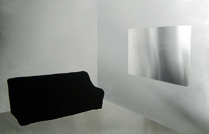 "o.T", 2007, 70x50cm, Aluminium geschliffen, Transparentfarbe