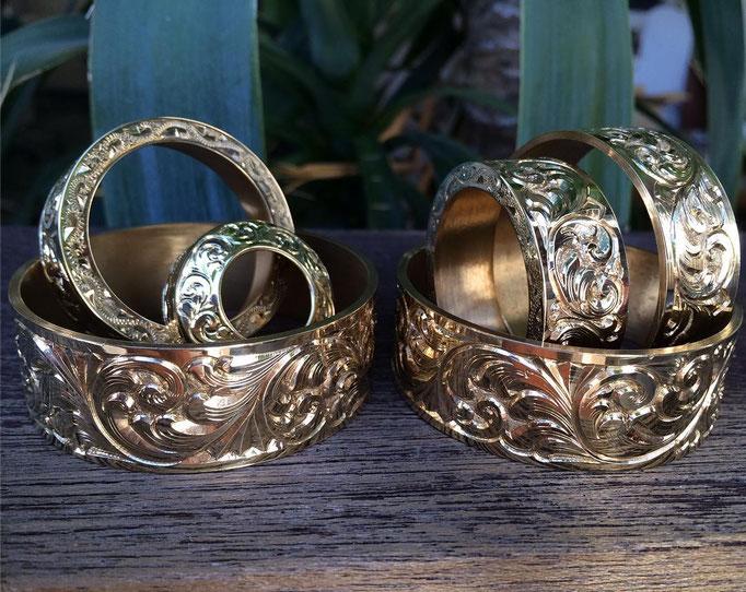 エングレービング　ハワイアンジュエリー ?　engraved brass bezel for shovelhead chopper