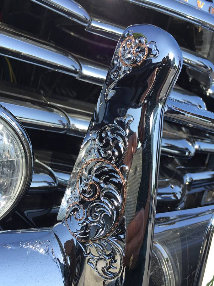 エングレービング　ローライダー　engraved overrider for 1947 chevy fleetline SOULLINE