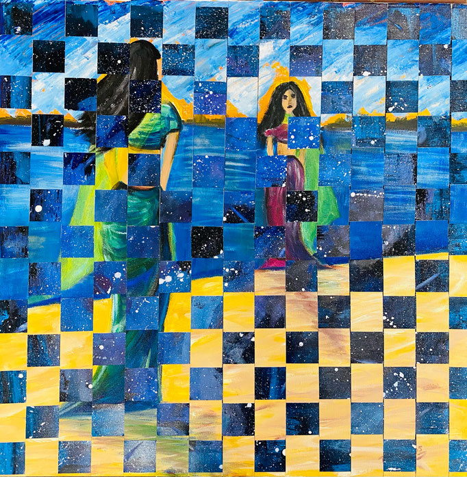 Bild Nr. 998, 2 Frauen am Meer, 60 x 60 cm, Acryl