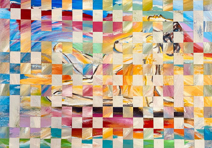 Bild Nr. 986, Sonnenanbeterin, 75 x 105 cm, Acryl und Baumwolle