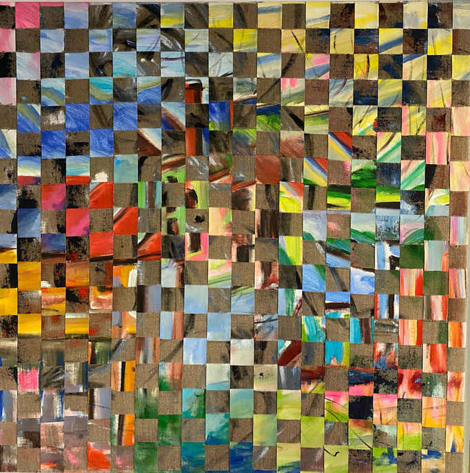 Bild Nr. 929, Frauenakt, 100 x 100 cm, Acryl und Jute