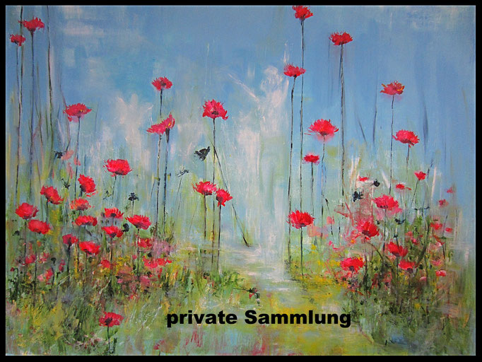 rote Blumen vor blauem Himmel (100x120cm) Nr. 528