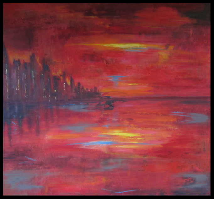 Rote Großstadtglut (100x100cm) Nr. 416