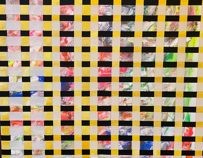 Bild Nr. 983, black stripes I, 95 x 110 cm,  Acryl und Baumwolle