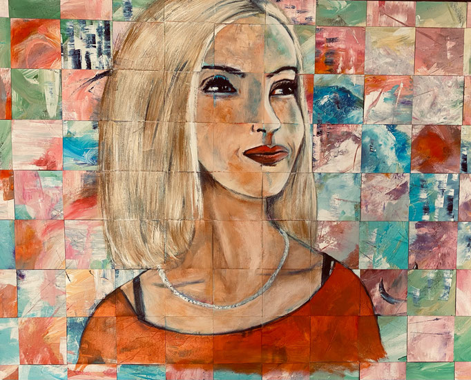 Bild Nr. 996, Die lächelnde Blonde, 100 x 80 cm, Acryl