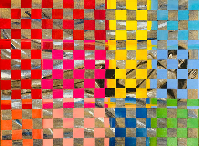 Bild Nr. 973, Die Liegende, 120 x 90 cm, Acryl und Jute