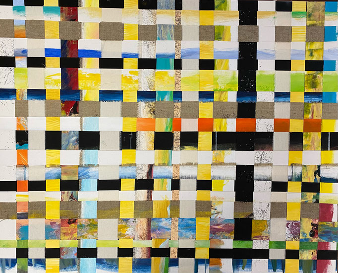 Bild Nr. 989, mixed, 100 x 80 cm, Acryl und Baumwolle und Leinen