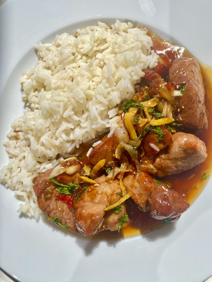 Caramelized porc filet with basmati rice by ZsL