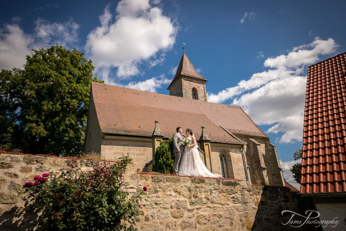 Hochzeitsfotograf, Brautpaarshooting, Marienkirche, Langfurth