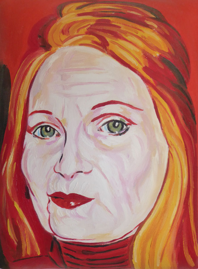 Vivienne-überlebensgroß, 2015. Öl auf Leinwandkissen 30x50cm © Christian Benz 