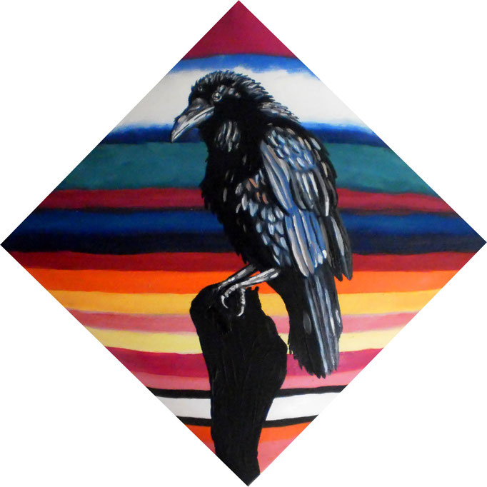 Edgar Allan Poe's - "The Raven", 2015. Oil on cotton padded canvas 30x30cm © Christian Benz