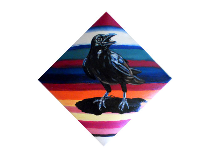 Edgar Allan Poe's - "The Raven", 2015. Oil on cotton padded canvas 20x20cm © Christian Benz