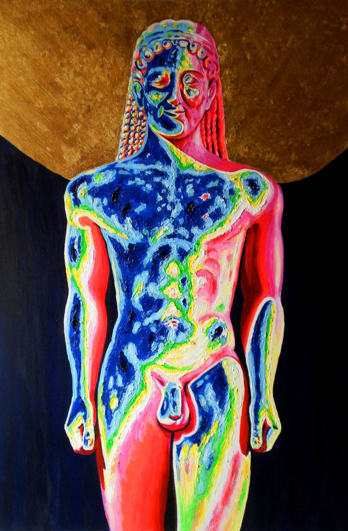 Kouros, 2013. Acryl und Schlagmetall auf Leinwand 70x100cm © Christian Benz 