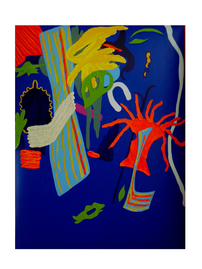 Karneval der Formen und Farben, 2021. Acryl und Collage auf gepolsterter Leinwand, 60x80cm © Christian Benz 