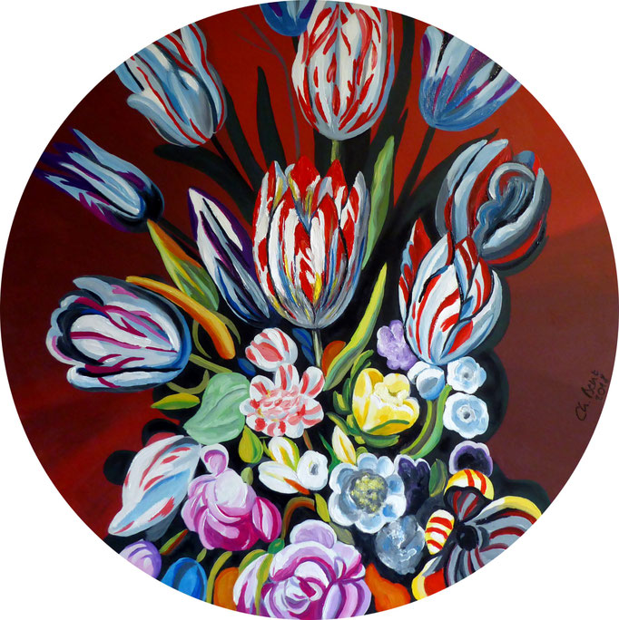 Tulipomanie, 2018. Oil on canvas tondo 80cm © Christian Benz