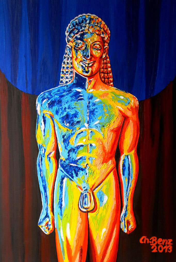 Kouros, 2013. Acryl und Schlagmetall auf Leinwand 70x100cm © Christian Benz 