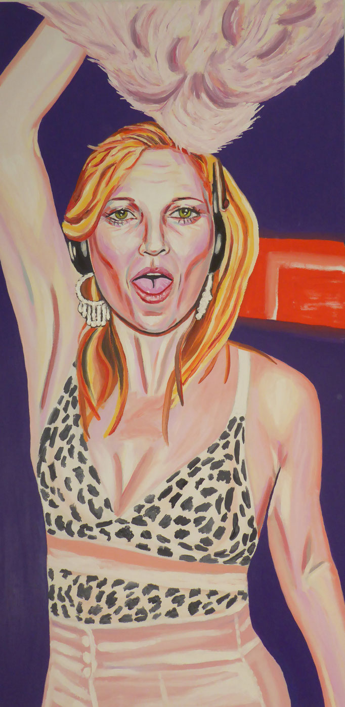 Kate als Djane - lebensgroß, 2015. Öl auf Leinwand, 50x100cm © Christian Benz 