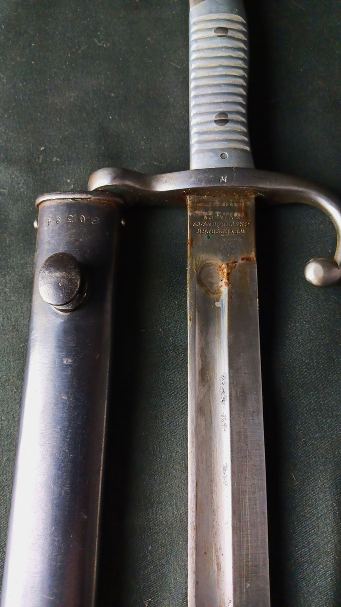 Baïonnette Mauser argentin modèle 1891 detail marquages 