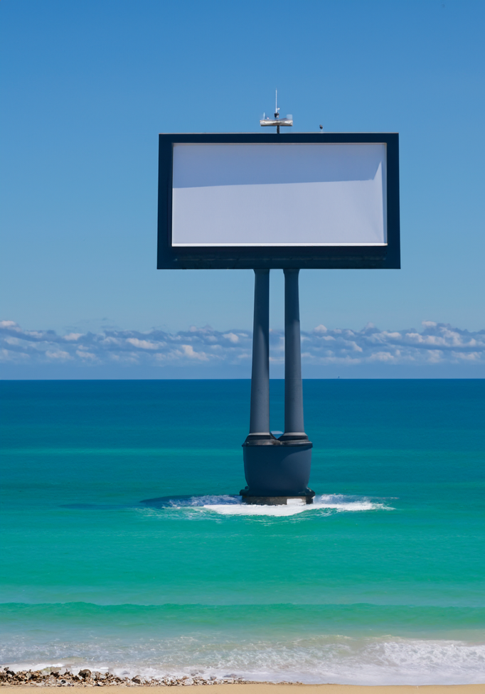 A billboard on the shore
