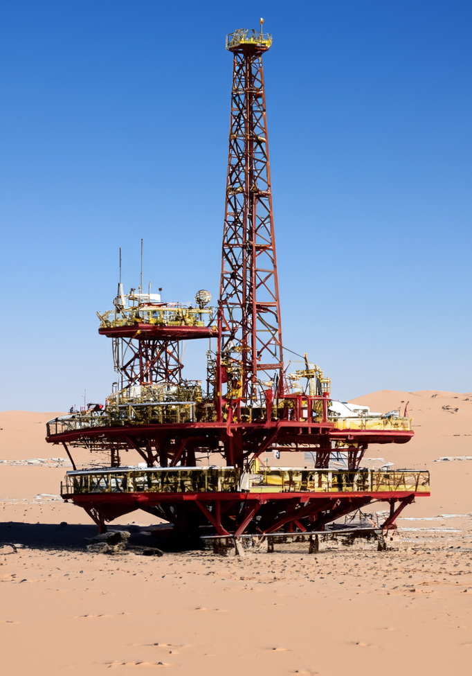 An oil-platform in the desert