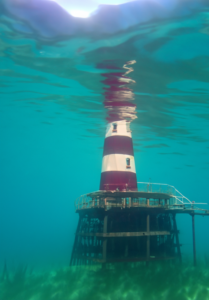 An submerged lighthouse