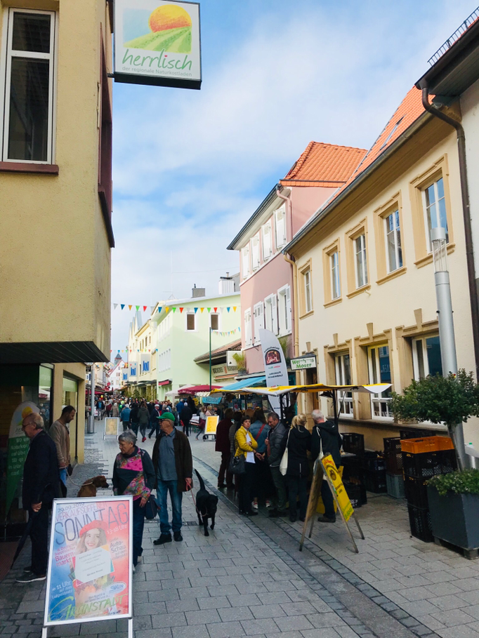 Fußgängerzone Grünstadt direkt vor dem Weinhaus Moser
