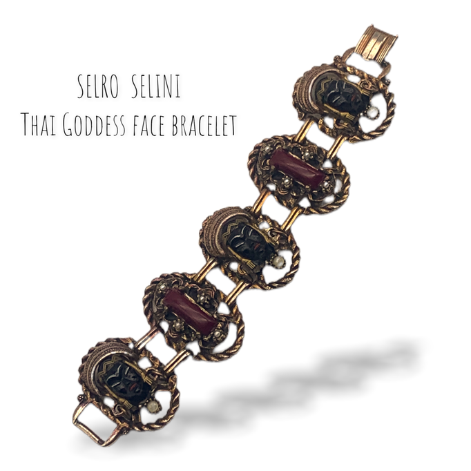 Dramatic Selro Blackamoor Princess Blackamoor 5 link Bracelet with painted accent and simulated pearls -- Art.699/5