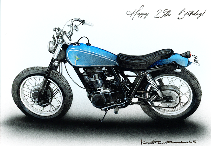 バイクの水彩画