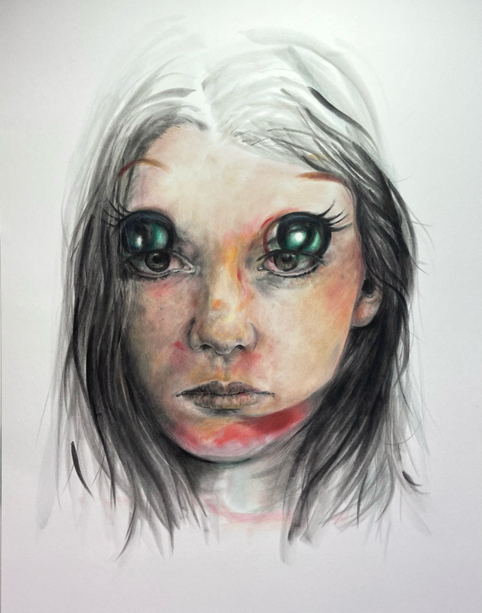 zonder titel (2022), panpastel en kleurpotlood op papier