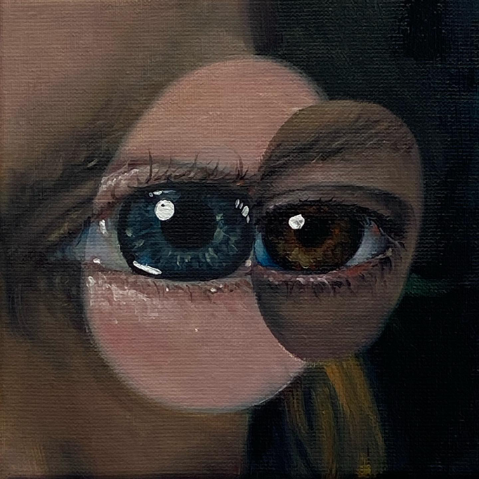 Dubbel oog (2021), oil on linnen, 20 x 20 cm