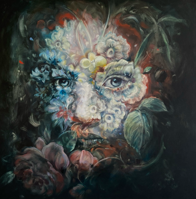 zonder titel (2022), olieverf op linnen, 80 x 80 cm