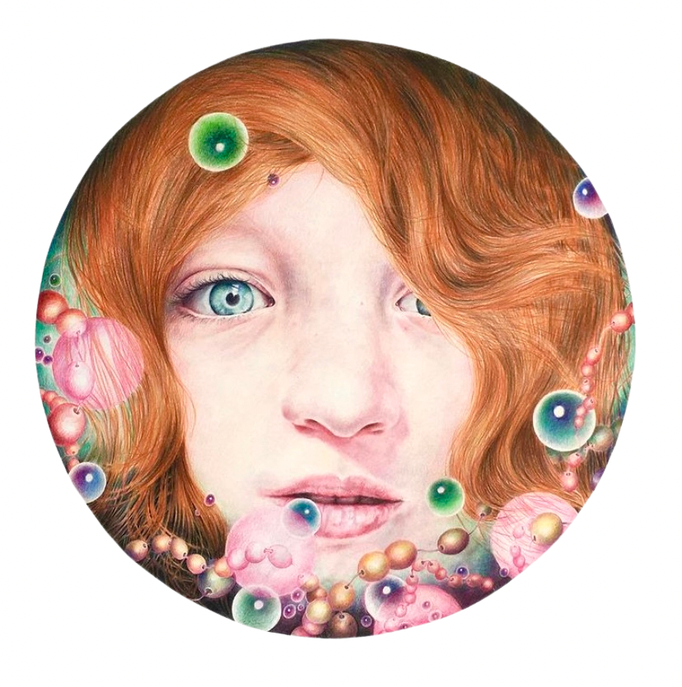 The magic of things (2020), panpastel en kleurpotlood op papier, 50 x 50 cm.