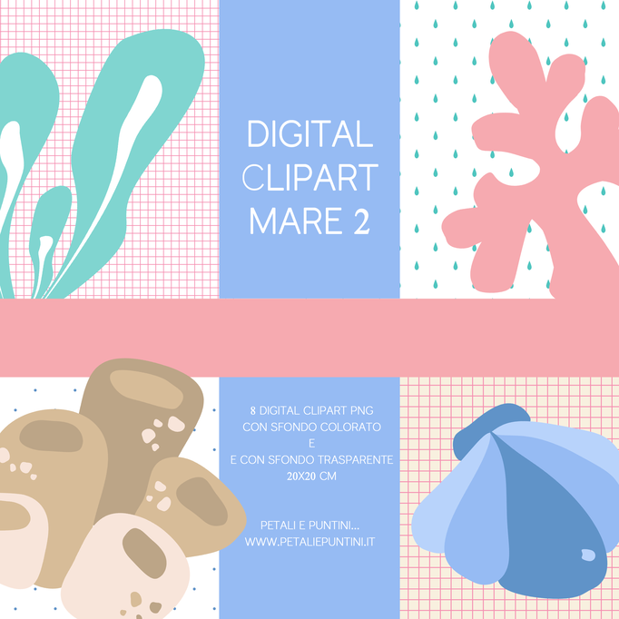 CLIPART MARE corallo alga conchiglia