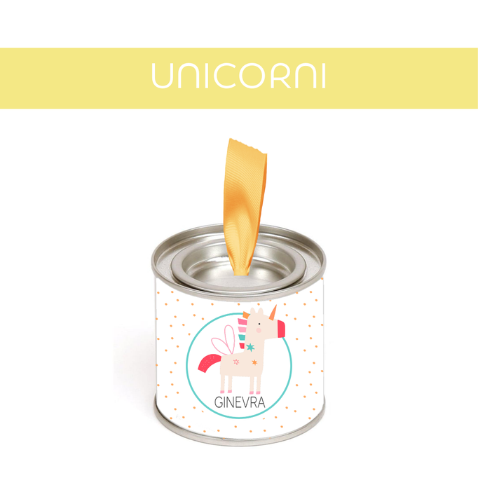 BOMBONIERE BABY TINS UNICORNI