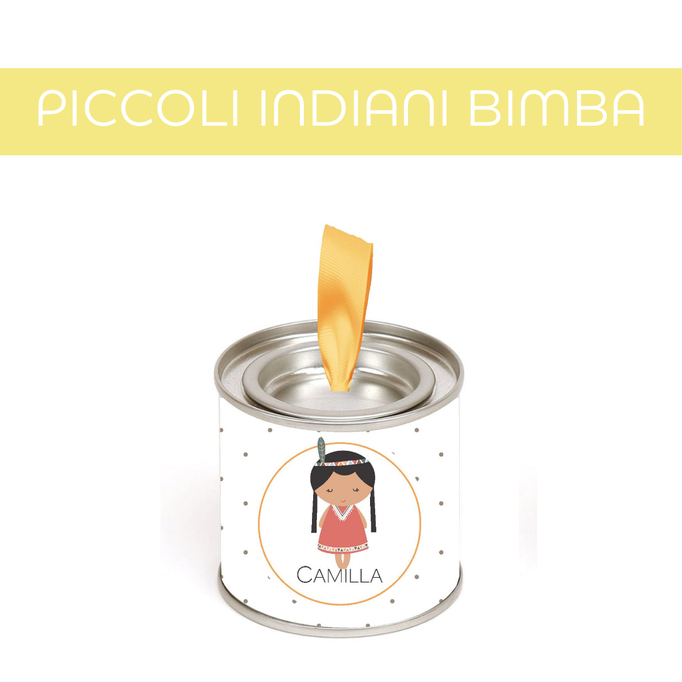 BOMBONIERE BABY TINS BATTESIMO NASCITA PRIMO COMPLEANNO INDIANI